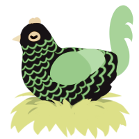 Glowstick, a cream and fuchsia chicken with a lace pattern