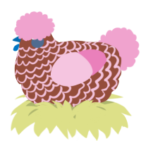 A russet and pink chicken with a lace pattern