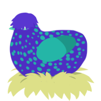 Deep Blue Sea, a indigo and turquoise chicken with a speckle pattern