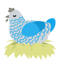 A mist and sky chicken with a lace pattern