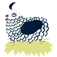 A white and tumblr chicken with a lace pattern