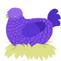 A blurple and indigo chicken with a lace pattern
