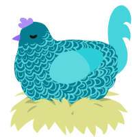 A sea and aqua chicken with a double-lace pattern