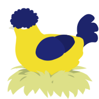 A yellow and navy chicken