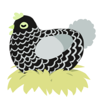 A sable and silver chicken with a lace pattern