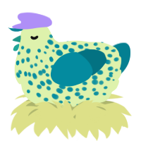 A apple and sea chicken with a speckle pattern