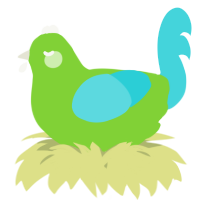 A grass and aqua chicken