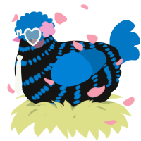 A black and sapphire chicken with a bar pattern