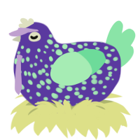 Big Boy, a indigo and mint chicken with a speckle pattern