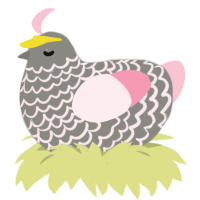 Dennis, a ash and rose chicken with a lace pattern