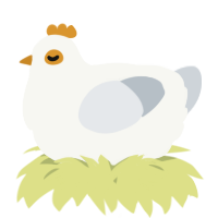A white and mist chicken