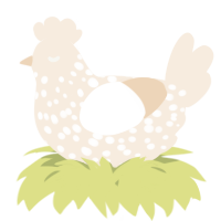 A cream chicken with a speckle pattern