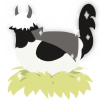 A white and sable chicken with a head pattern