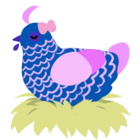 A ultramarine and lavender chicken with a lace pattern