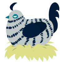 The Vicar, a silver and tumblr chicken with a bar pattern