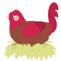 A russet and crimson chicken with a head pattern