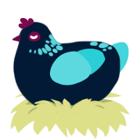 Astro, a tumblr and aqua chicken with a neck-speckle pattern