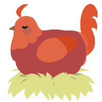 A red and vermilion chicken with a head pattern