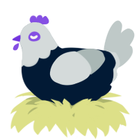 A tumblr and silver chicken with a head pattern