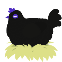 A black chicken with a lace pattern