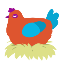 A vermilion and cerulean chicken