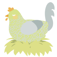 A lemon and silver chicken with a double-lace pattern