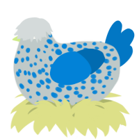 A silver and sapphire chicken with a speckle pattern