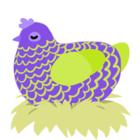 A blurple and lime chicken with a lace pattern