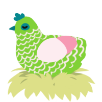 A grass and rose chicken with a lace pattern