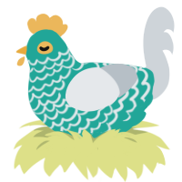 A turquoise and mist chicken with a lace pattern