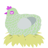 A gluppy and silver chicken with a lace pattern