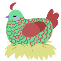 A spring and red chicken with a lace pattern