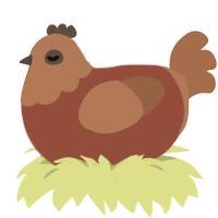 Snickers, a russet and brown chicken with a head pattern