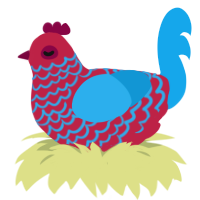 A crimson and sky chicken with a lace pattern