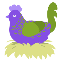 (unnamed), a blurple and chartreuse chicken with a half-lace pattern