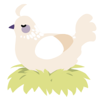 A cream chicken with a neck-speckle pattern