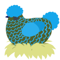 A olive and sky chicken with a lace pattern