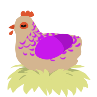 A beige and amethyst chicken with a half-lace pattern