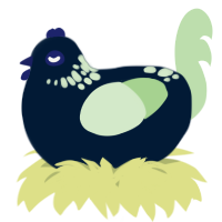 A tumblr and gluppy chicken with a neck-speckle pattern