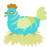 A aqua and lemon chicken with a half-bar pattern