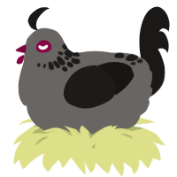 A grey and sable chicken with a neck-speckle pattern