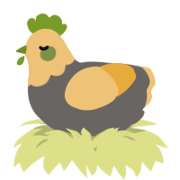 A grey and honey chicken with a head pattern