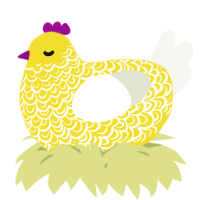 A yellow and white chicken with a double-lace pattern