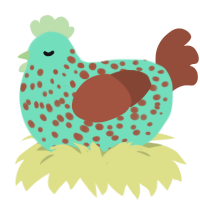 thick mint, a mint and russet chicken with a speckle pattern