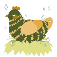 Wynn, a olive and honey chicken with a bar pattern