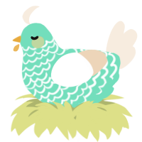 A mint and cream chicken with a lace pattern