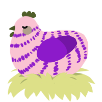 Camellia, a rose and violet chicken with a bar pattern