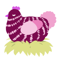 A wine and pink chicken with a bar pattern