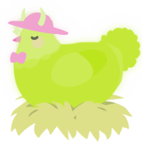 A lime chicken with a head pattern