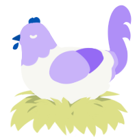 A white and lilac chicken with a head pattern